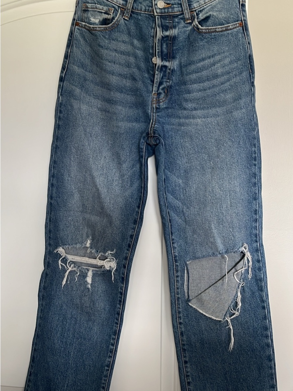Classic Distressed Blue Denim Jeans